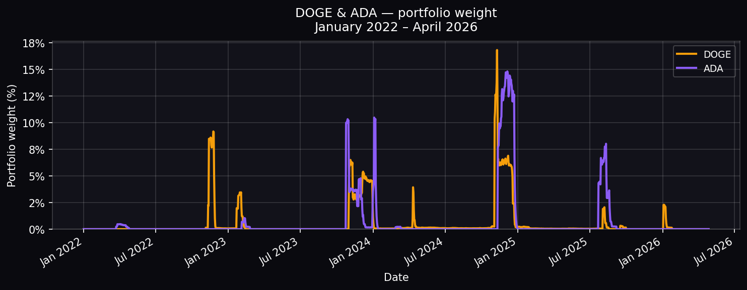 DOGE & ADA portfolio weight